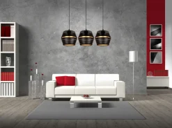 Hängelampen|Bürolampen*Belis Hängelampe Metall Schwarz Gold E27 70 cm lang 3-flammig