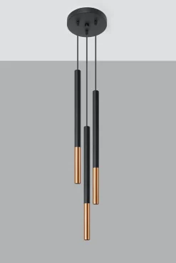 Moderne Lampen|Esszimmer Lampen*Sollux Hängelampe Metall Schwarz Kupfer höhenverstellbar G9