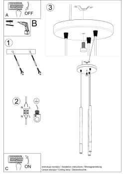 Moderne Lampen|Esszimmer Lampen*Sollux Hängelampe Metall Schwarz Kupfer höhenverstellbar G9