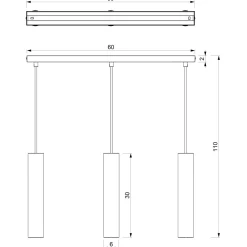 Moderne Lampen|Esszimmer Lampen*Luminex Hängelampe Metall Schwarz Modern 3-flammig GU10 VISHAL