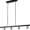 Hängelampen|Wohnzimmerlampen*Masterlight Hängelampe Metall Schwarz Nickel 180 cm breit ELSIE