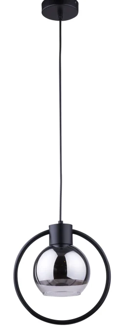 Sigma Hängelampe Metall Schwarz Glas Silber Kugel L:25 cm E27< Kugellampen|Moderne Lampen