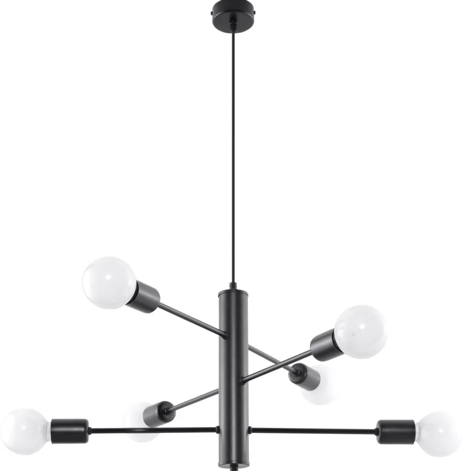 Sollux Hängelampe Metall Schwarz 6-flammig E27 Esstisch< Hängelampen|Wohnzimmerlampen