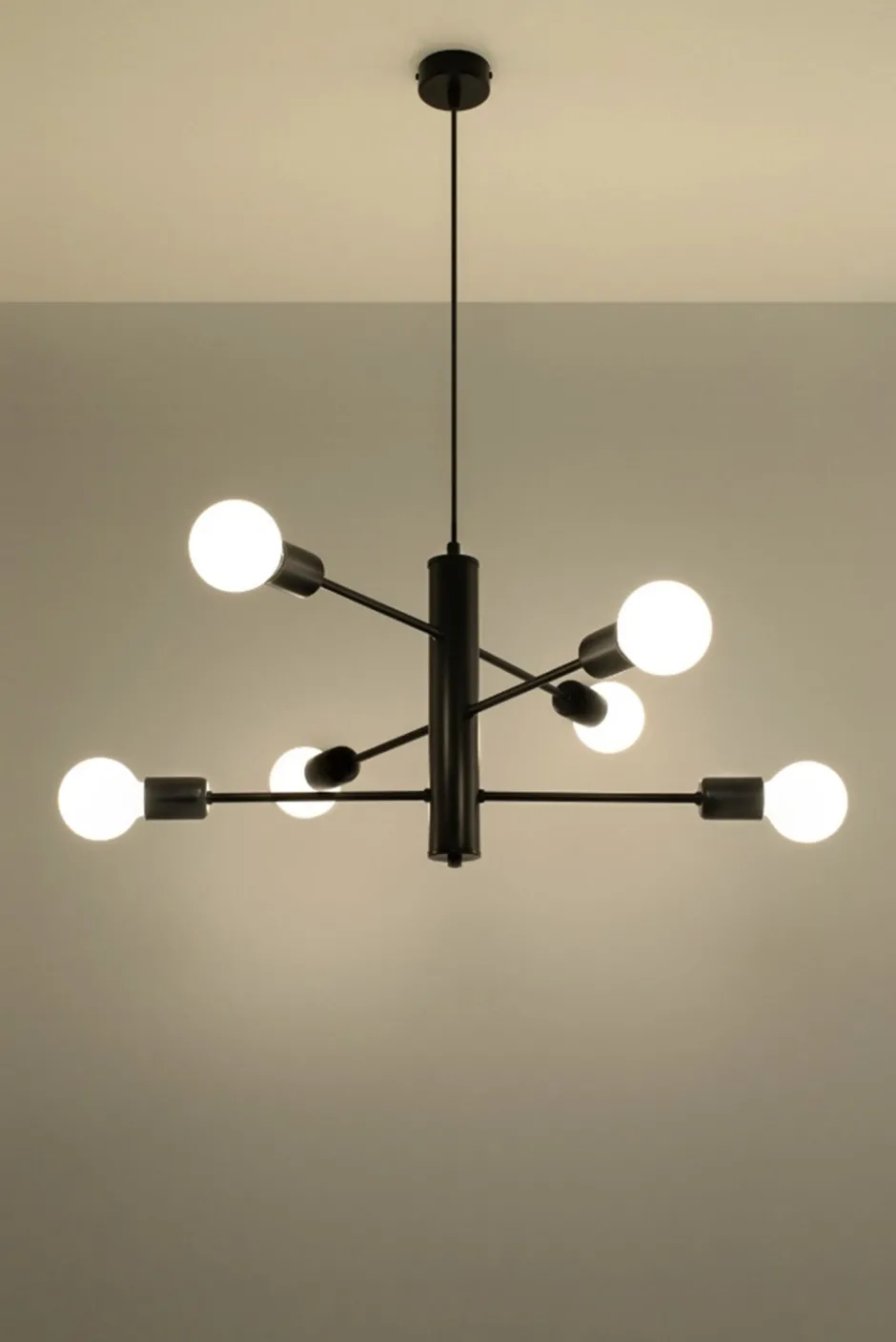 Sollux Hängelampe Metall Schwarz 6-flammig E27 Esstisch< Hängelampen|Wohnzimmerlampen