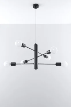 Sollux Hängelampe Metall Schwarz 6-flammig E27 Esstisch< Hängelampen|Wohnzimmerlampen