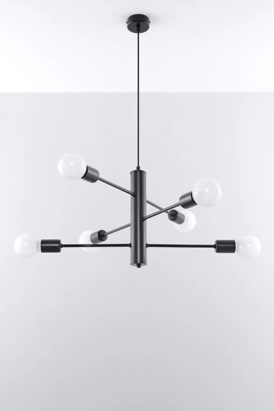 Sollux Hängelampe Metall Schwarz 6-flammig E27 Esstisch< Hängelampen|Wohnzimmerlampen