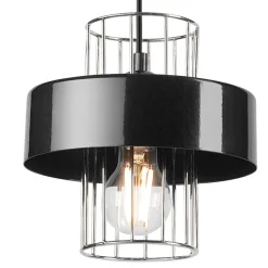 Lamkur Hängelampe Metall Schwarz Chrom Ø 20 cm E27 höhenverstellbar< Bürolampen|Küchenlampen