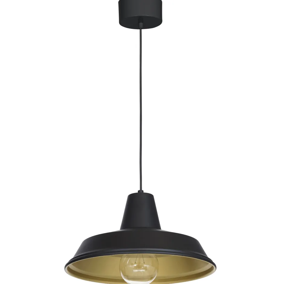 Küchenlampen|Industrie Lampen*Luminex Hängelampe Metall Schwarz Gold Ø36cm Mid Century