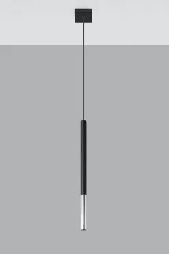 Sollux Hängelampe Metall Schwarz Chrom Ø 2,5 cm schmal Zylinder< Hängelampen|Esszimmer Lampen