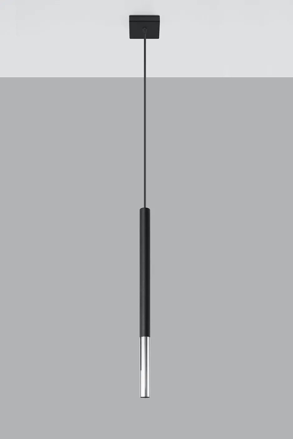 Sollux Hängelampe Metall Schwarz Chrom Ø 2,5 cm schmal Zylinder< Hängelampen|Esszimmer Lampen