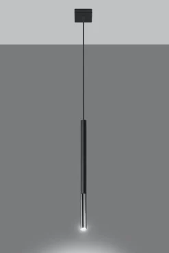 Sollux Hängelampe Metall Schwarz Chrom Ø 2,5 cm schmal Zylinder< Hängelampen|Esszimmer Lampen