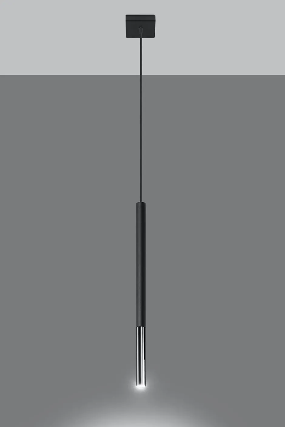 Sollux Hängelampe Metall Schwarz Chrom Ø 2,5 cm schmal Zylinder< Hängelampen|Esszimmer Lampen