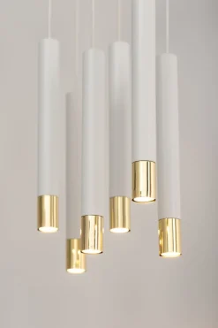 Moderne Lampen|Wohnzimmerlampen*Sigma Hängelampe Metall Weiß Gold Modern elegant THEANO