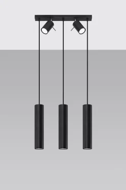 Wohnzimmerlampen|Moderne Lampen*Sollux Hängelampe mit Spot Metall 5-flammig länglich Schwarz