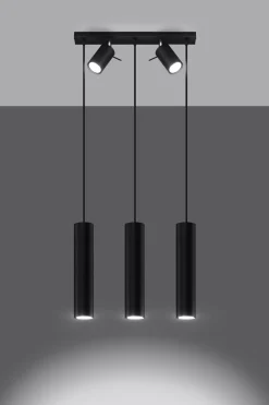 Wohnzimmerlampen|Moderne Lampen*Sollux Hängelampe mit Spot Metall 5-flammig länglich Schwarz