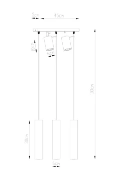 Wohnzimmerlampen|Moderne Lampen*Sollux Hängelampe mit Spot Metall 5-flammig länglich Schwarz