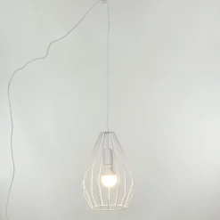 Hängelampen|Esszimmer Lampen*Easylight Hängelampe mit Stecker Weiß Käfig Schirm 5,5 m lang