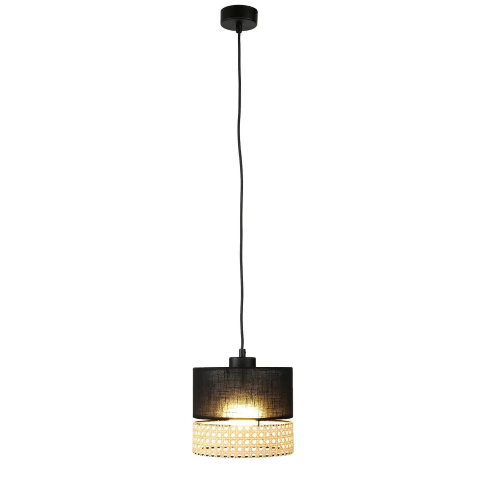 Hängelampen|Esszimmer Lampen*TK Lighting Hängelampe Modern Schwarz Braun E27 Stoffschirm