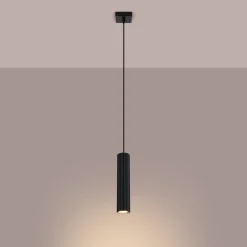 Hängelampen|Wohnzimmerlampen*Sollux Hängelampe Modern Schwarz schmal B: 8 cm H: max. 118 cm GU10