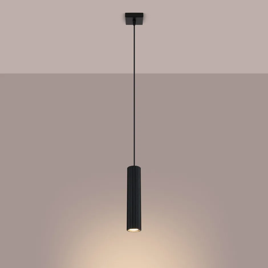 Hängelampen|Wohnzimmerlampen*Sollux Hängelampe Modern Schwarz schmal B: 8 cm H: max. 118 cm GU10