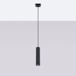 Hängelampen|Wohnzimmerlampen*Sollux Hängelampe Modern Schwarz schmal B: 8 cm H: max. 118 cm GU10
