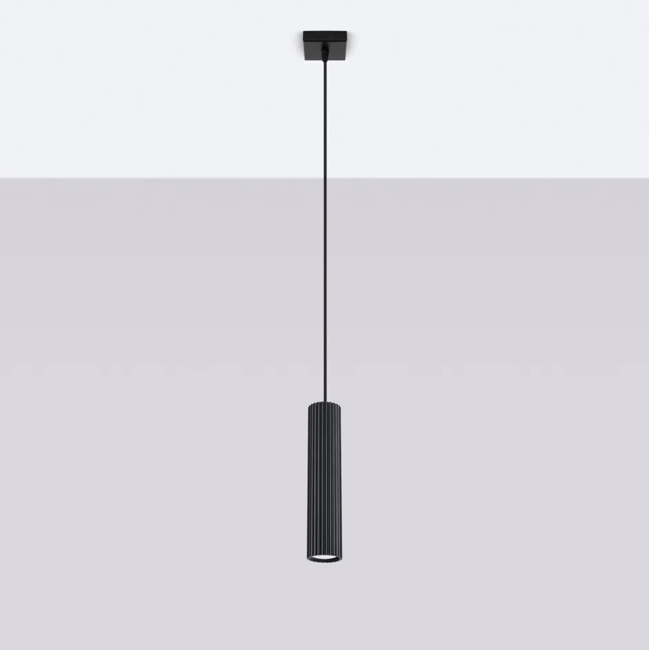 Hängelampen|Wohnzimmerlampen*Sollux Hängelampe Modern Schwarz schmal B: 8 cm H: max. 118 cm GU10