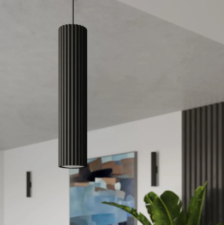 Hängelampen|Wohnzimmerlampen*Sollux Hängelampe Modern Schwarz schmal B: 8 cm H: max. 118 cm GU10