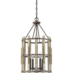 Elstead Hängelampe Natur Schwarz antik Ø38cm Holz Metall< Wohnzimmerlampen|Esszimmer Lampen