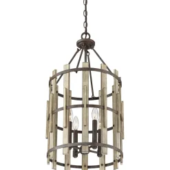 Elstead Hängelampe Natur Schwarz antik Ø38cm Holz Metall< Wohnzimmerlampen|Esszimmer Lampen