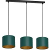 Hängelampen|Bürolampen*Luminex Hängelampe Petrol Gold Stoff Metall E27 75 cm blendarm