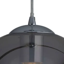 Wohnzimmerlampen|Glaslampen*Searchlight Hängelampe Rauchglas D: 35 cm Glas Metall Kugelschirm