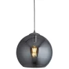 Searchlight Hängelampe Rauchglas E27 Ø 30 cm Kugel Schirm Grau Schwarz< Wohnzimmerlampen|Glaslampen