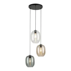 TK Lighting Hängelampe Rauchglas H: max. 110 cm Ø 45 cm 3-flammig E27< Hängelampen|Bürolampen