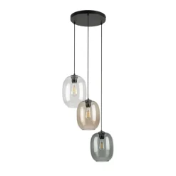 TK Lighting Hängelampe Rauchglas H: max. 110 cm Ø 45 cm 3-flammig E27< Hängelampen|Bürolampen