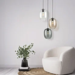 TK Lighting Hängelampe Rauchglas H: max. 110 cm Ø 45 cm 3-flammig E27< Hängelampen|Bürolampen