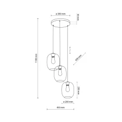 TK Lighting Hängelampe Rauchglas H: max. 110 cm Ø 45 cm 3-flammig E27< Hängelampen|Bürolampen