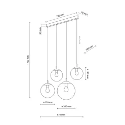 Hängelampen|Esszimmer Lampen*TK Lighting Hängelampe Rauchglas L: 87 cm H: max. 175 cm E27 4-flammig