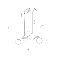 Hängelampen|Bürolampen*TK Lighting Hängelampe Rauchglas Metall höhenverstellbar 5x G9