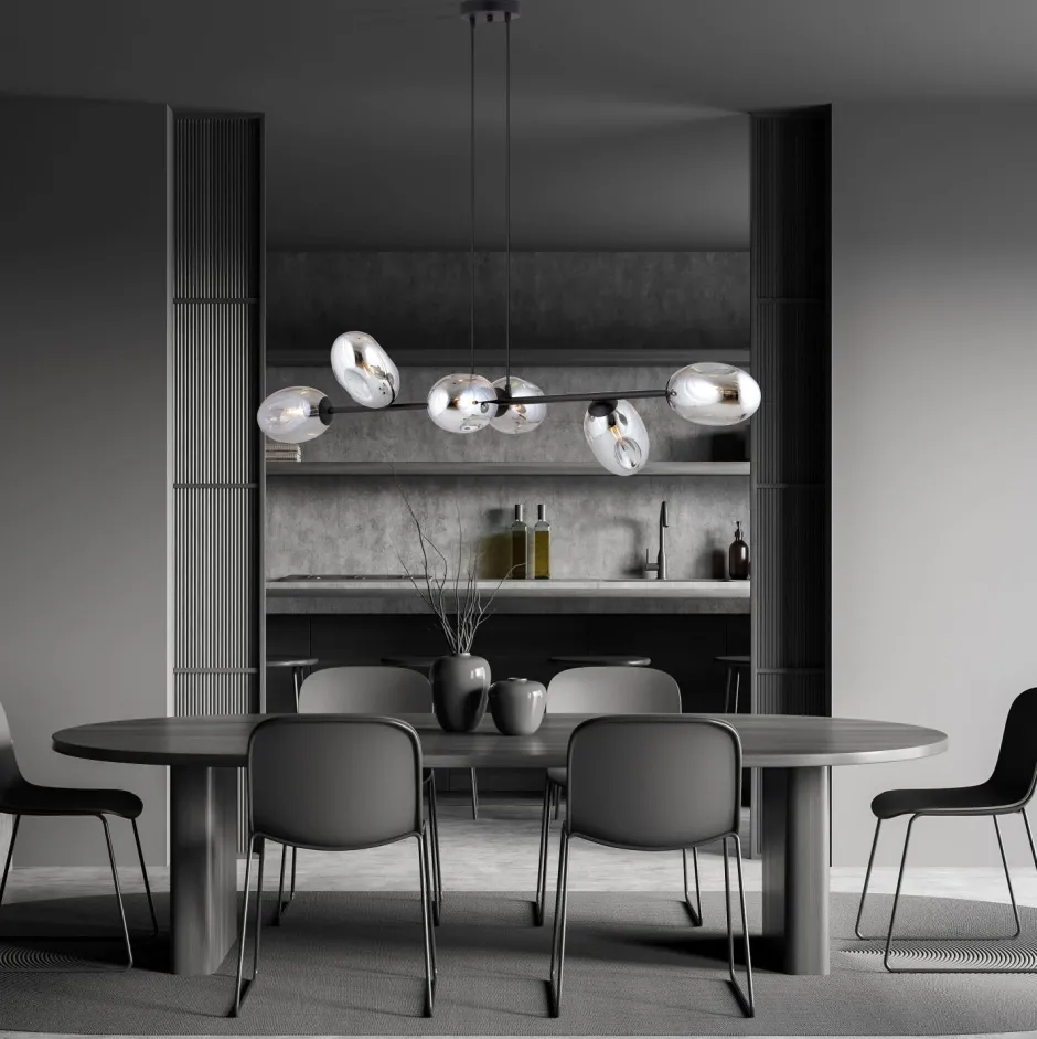 Bürolampen|Kugellampen*Emibig Hängelampe Rauchglas verstellbar 120 cm lang