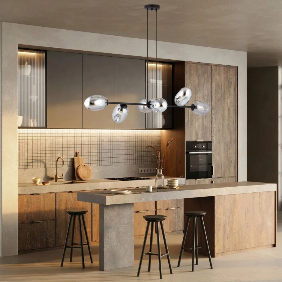 Bürolampen|Kugellampen*Emibig Hängelampe Rauchglas verstellbar 120 cm lang