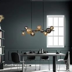 Paul Neuhaus Hängelampe Rauchgrau Bernstein G9 3000 lm Glas 10-flmg< Hängelampen|Bürolampen