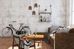 Hängelampen|Bürolampen*Belis Hängelampe Rostbraun Metall Holz 3-flmg E27 Ø36 cm rund