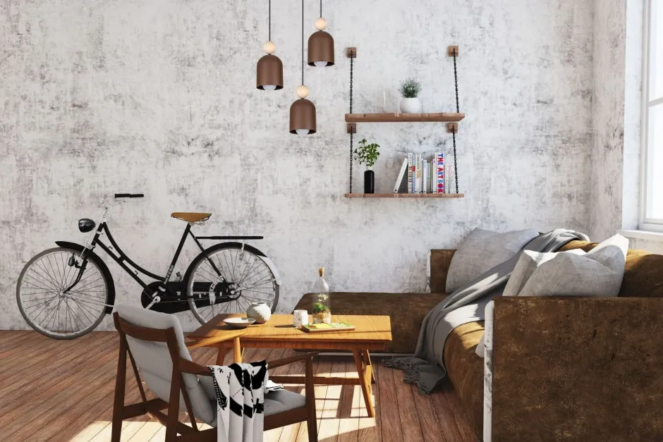 Hängelampen|Bürolampen*Belis Hängelampe Rostbraun Metall Holz 3-flmg E27 Ø36 cm rund