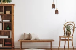 Hängelampen|Bürolampen*Belis Hängelampe Rostbraun Metall Holz 2-flmg E27 Ø21 cm rund