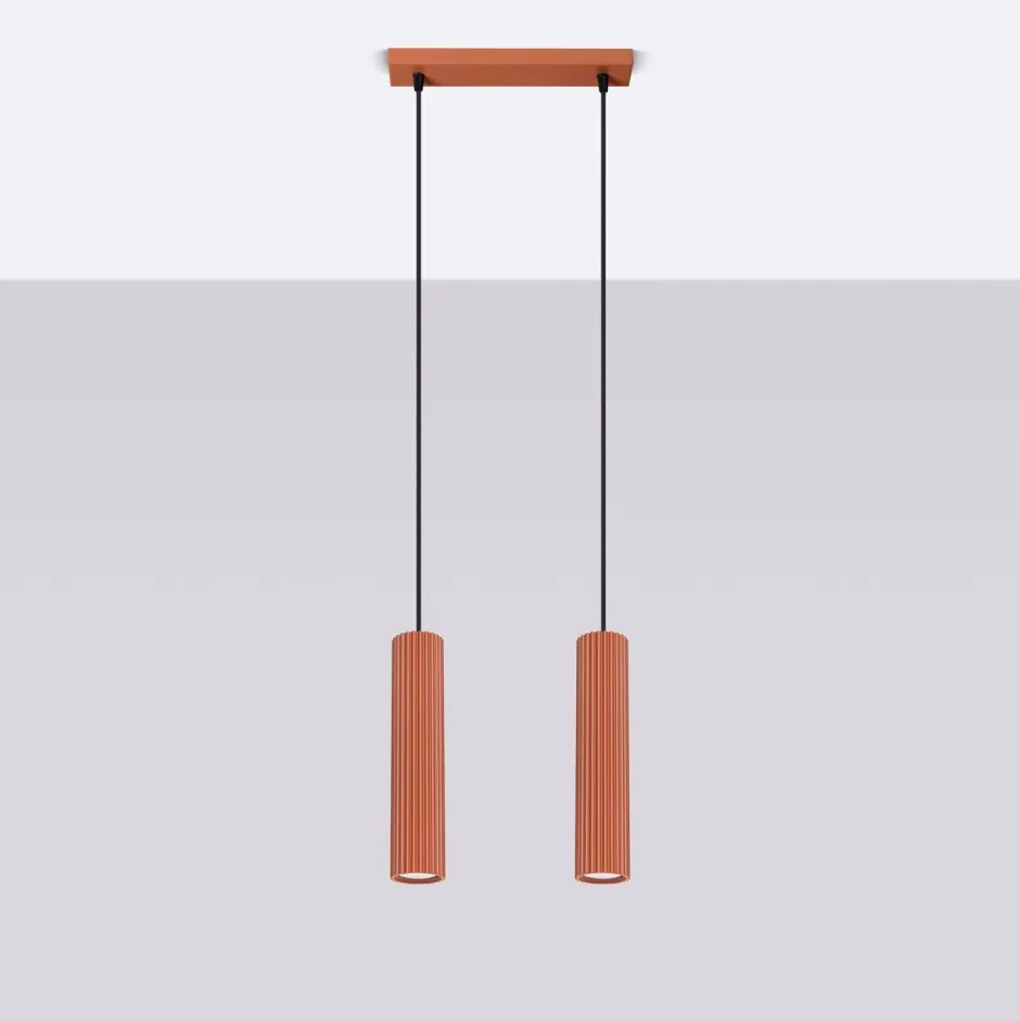 Hängelampen|Wohnzimmerlampen*Sollux Hängelampe Rot 2-flammig B: 30 cm schmal H: max. 90 cm GU10