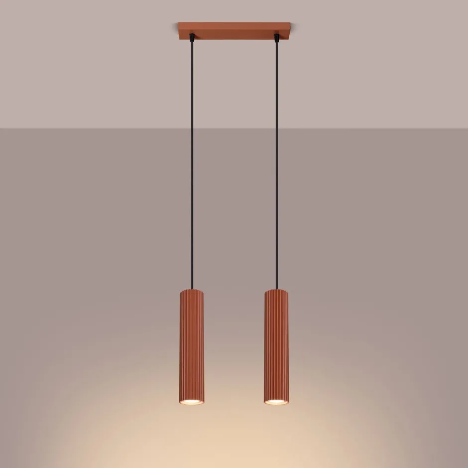 Hängelampen|Wohnzimmerlampen*Sollux Hängelampe Rot 2-flammig B: 30 cm schmal H: max. 90 cm GU10