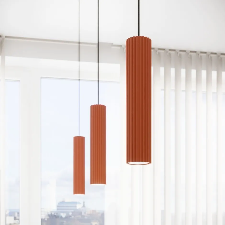 Sollux Hängelampe Rot schmal Ø 8 cm H: max. 118 cm GU10< Wohnzimmerlampen|Metall Lampen