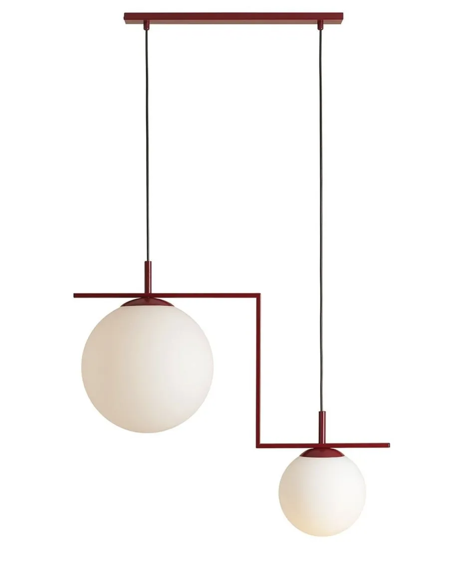 ALDEX Hängelampe Rot Weiß Glas Kugeln L:72,5 cm blendarm< Hängelampen|Bürolampen