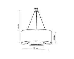 Hängelampen|Esszimmer Lampen*Sollux Hängelampe rund Ø 90 cm blendarm Weiß Stoff Schirm