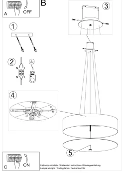 Sollux Hängelampe rund Ø 70 cm blendarm Stoff Glas 6x E27< Hängelampen|Esszimmer Lampen